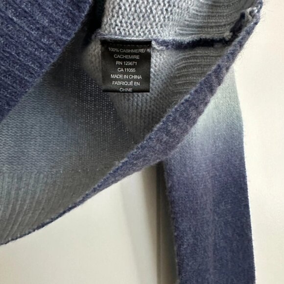 360 Cashmere V-Neck Blue Ombre Cashmere Sweater in S - Picture 9 of 9